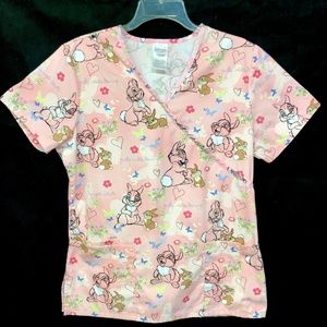 DISNEY Thumper Bunny Rabbit Scrub Top Shirt Kimono